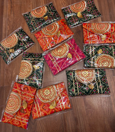 100 Rs each on buying 🏷in bulk | Call 📞 at 8619550223 Clutch LAMANSH Patola Designer Gota Clutch Envelopes for wedding favors 🎁 & return gifting
