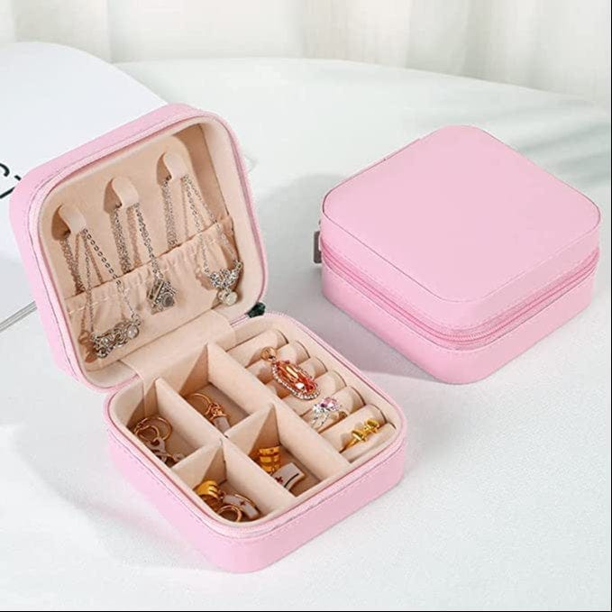 Mini Jewelry Travel Case, PU Leather Organizer Box, Small Portable