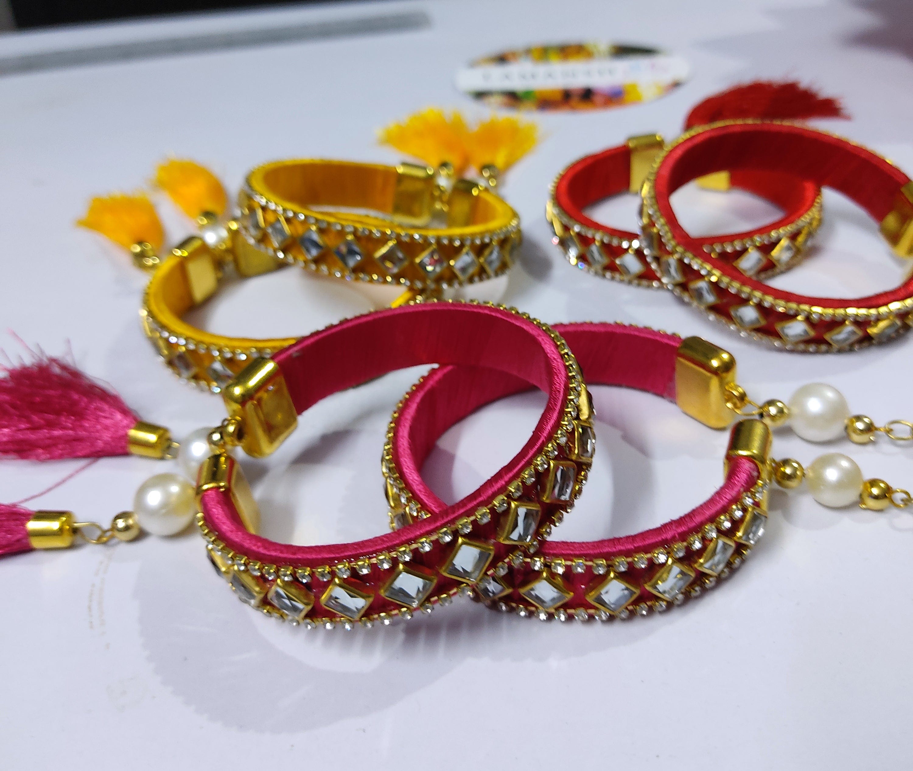 Kundan Bangles Set Thread Bangles Designs With Price LAMANSH