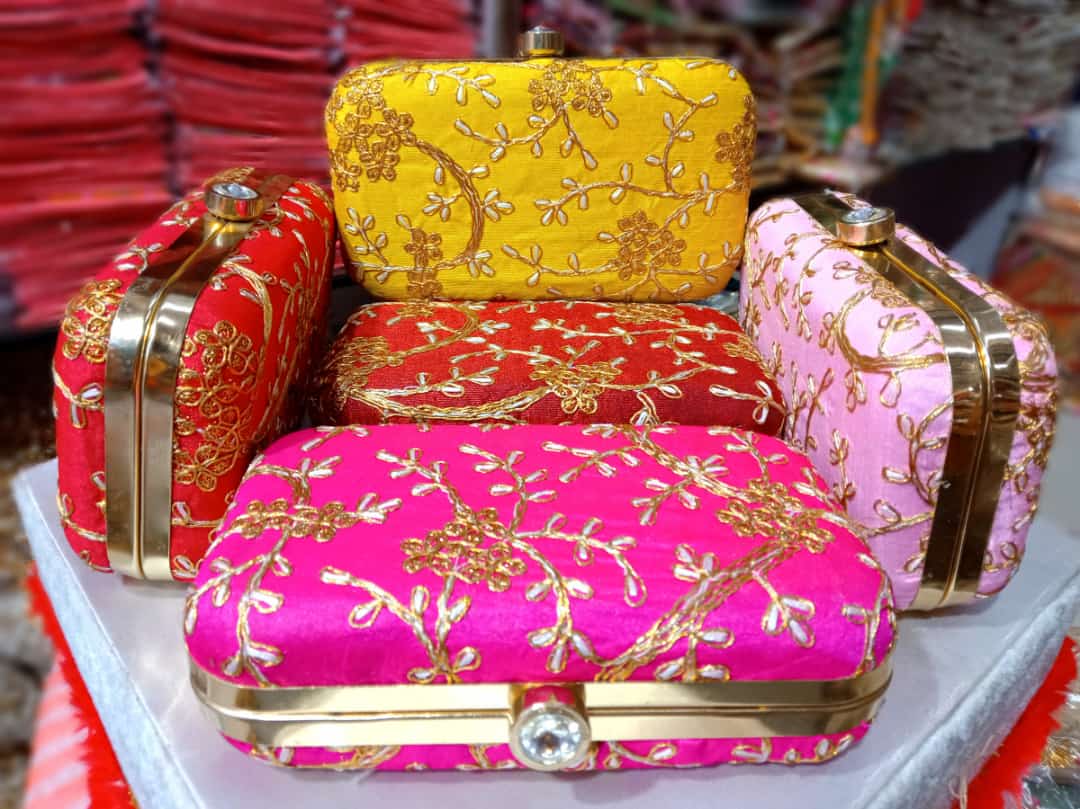 LAMANSH Embroidered Metal Hand Clutches for women Stylish purse