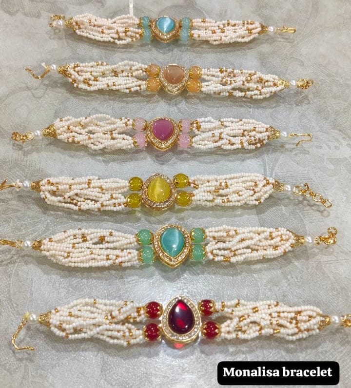 LAMANSH Designer Rakhi Bracelets Pearl Beaded Kundan Bracelet Stone  Rakhi's for Rakshabandhan Giveaways or wedding favors