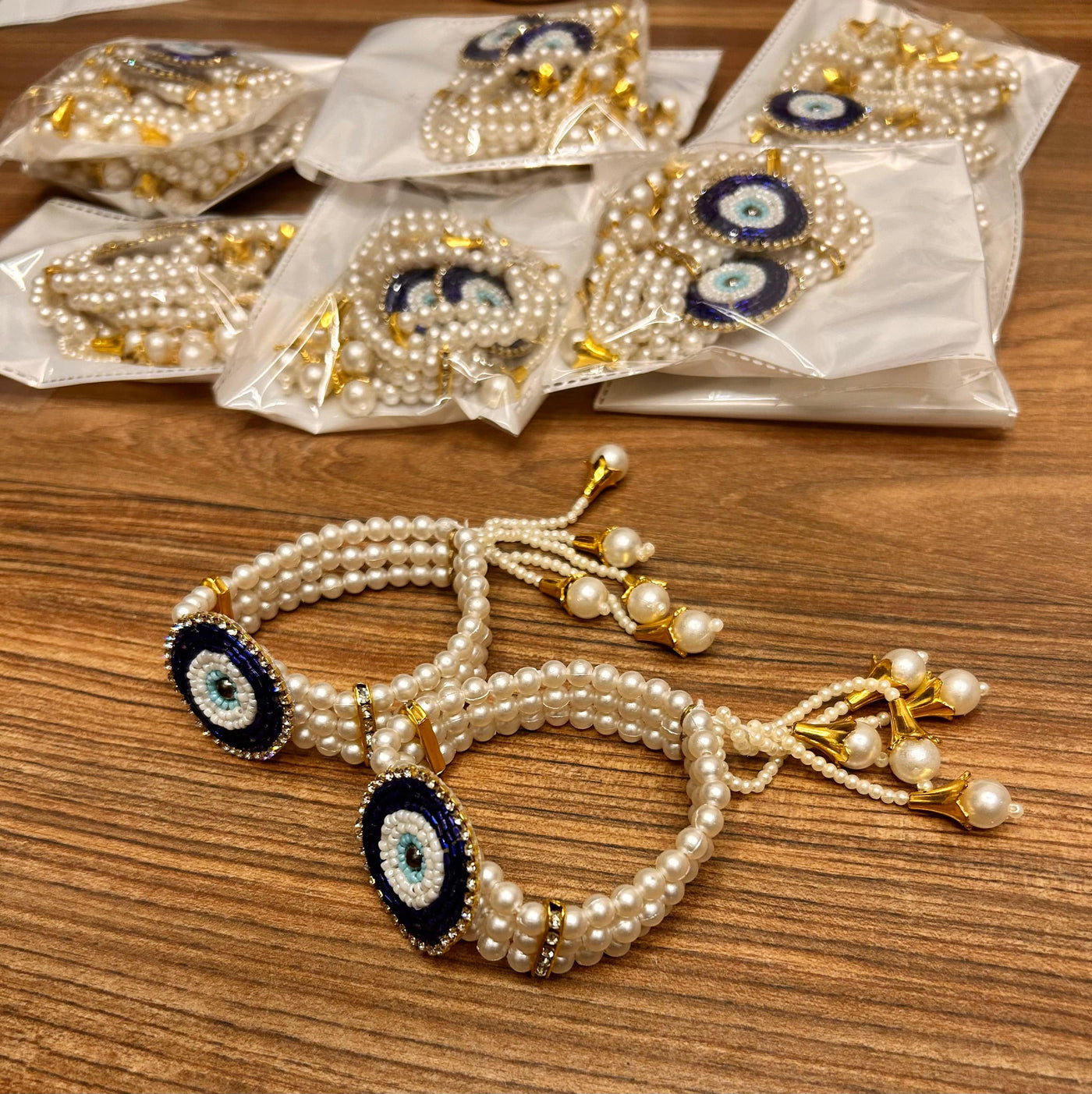 80 Rs pair on buying minimum 50 pairs | Whatsapp at 8619550223 evil eye bracelets LAMANSH Evil Eye 🧿 Elastic Bracelets for giveaways 🎁 to bridesmaids and guests