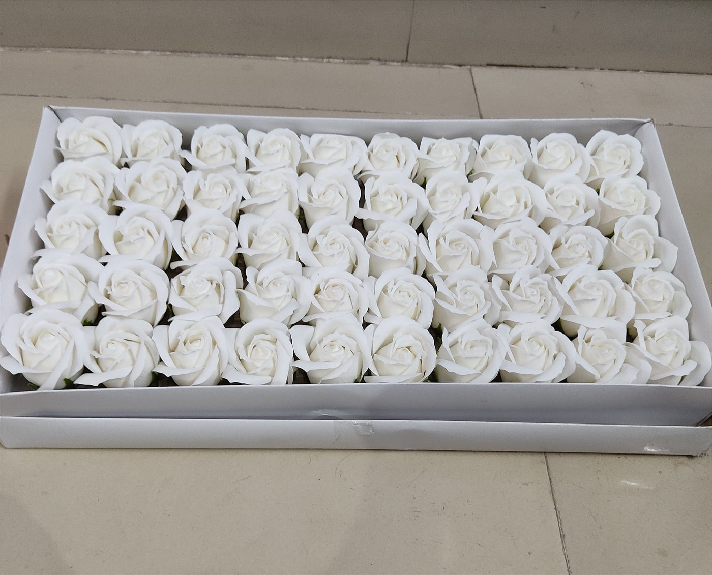 800 Rs each packet on Purchasing in bulk 📱at 8619550223 Raw materials for Flower jewellery Big White Plastic Rose Flowers for Art & Craft | Jewellery Making | Box of 50 pcs