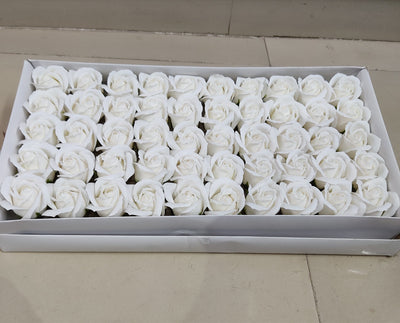 800 Rs each packet on Purchasing in bulk 📱at 8619550223 Raw materials for Flower jewellery Big White Plastic Rose Flowers for Art & Craft | Jewellery Making | Box of 50 pcs