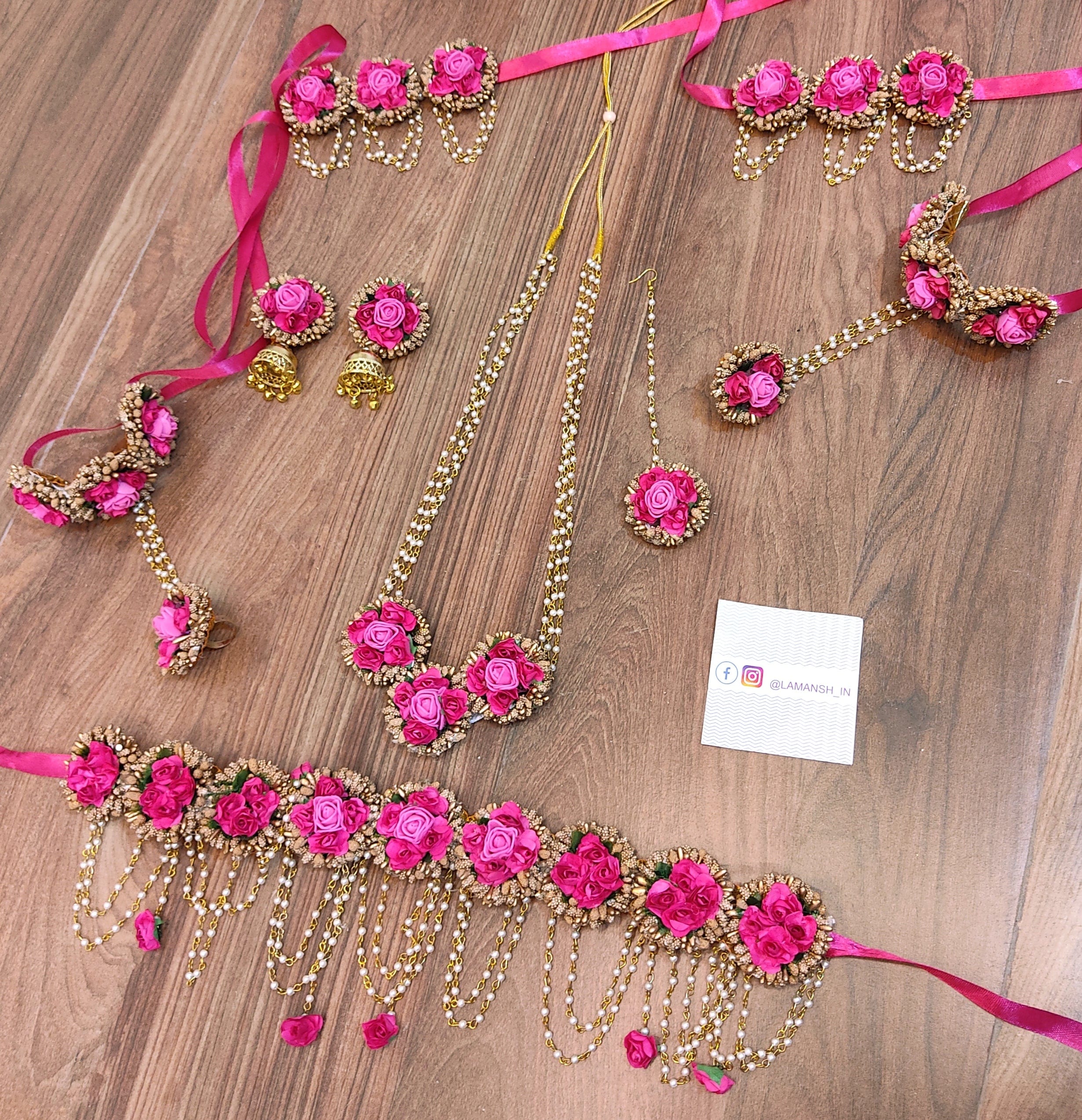 LAMANSH® Artificial Flower🌺 Jewellery Set for Haldi Baby Shower