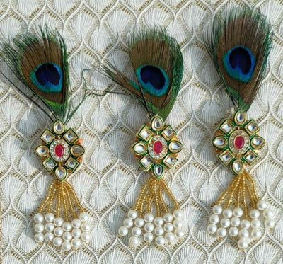 LAMANSH Floral 🌺 brooches LAMANSH® kundan stone brooches with mor pankh | Welcome brooches for barati's & guests in wedding