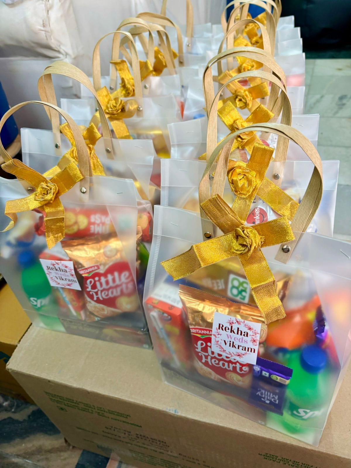 Pack of 10) PVC transparent return Gifts bags for Wedding and