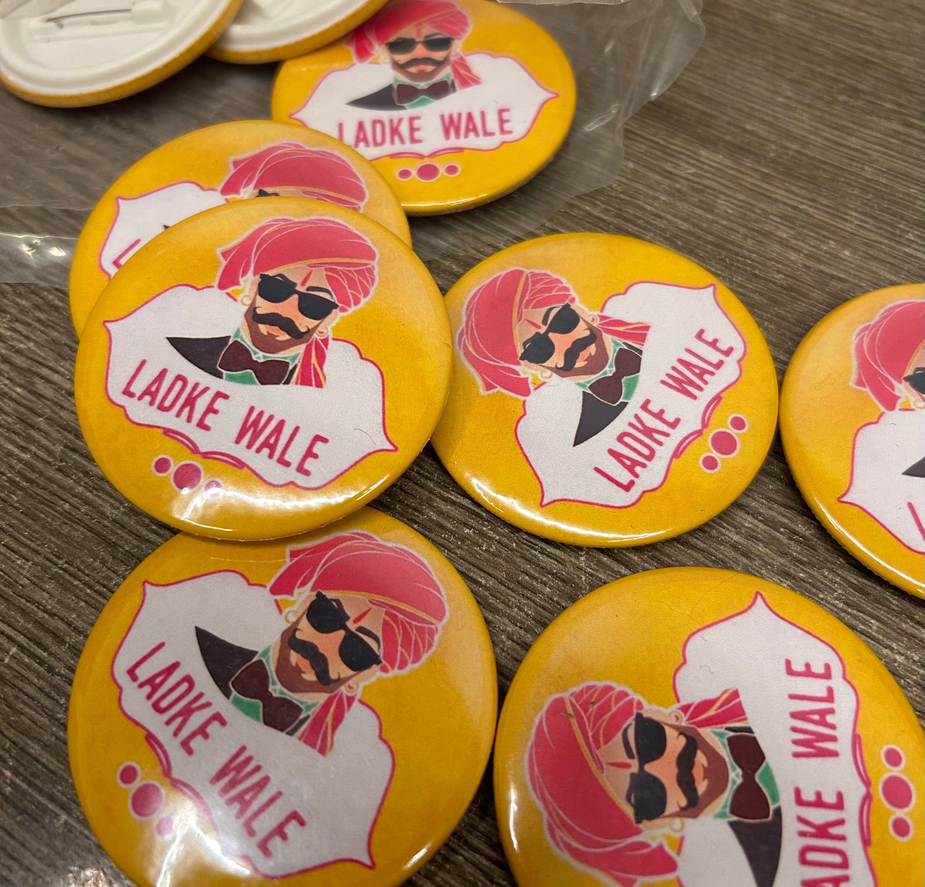 LAMANSH (Set of 25) LADKIWALE LADKEWALE Custom Plastic Badges Brooches  for Wedding Guests Wedding Badges for Groom Bride side