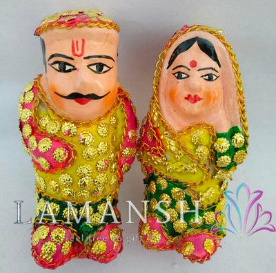 LAMANSH Asorted / Wooden / 1 Couples ( 1 Male - 1 Female) LAMANSH® Handicraft Showpiece Home Decor Rajasthani Man and Women Statue Decorative Gift