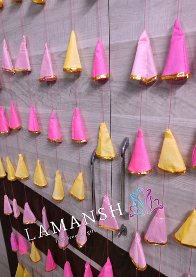 Lamansh backdrop LAMANSH® 8 ft Net Decorative Hanging for Wedding Backdrops / Haldi & Wedding Event Decoration /Indian Wedding Decor Net fabric Hangings