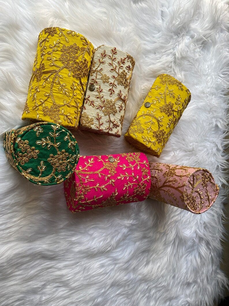 LAMANSH ® bangles box Assorted colors LAMANSH® Pack of 10 (6 inch)Indian wedding gift box silk fabric bangle box wedding favors Mehndi return gift embroidered bangle box 6” bangle box designer jewelry box