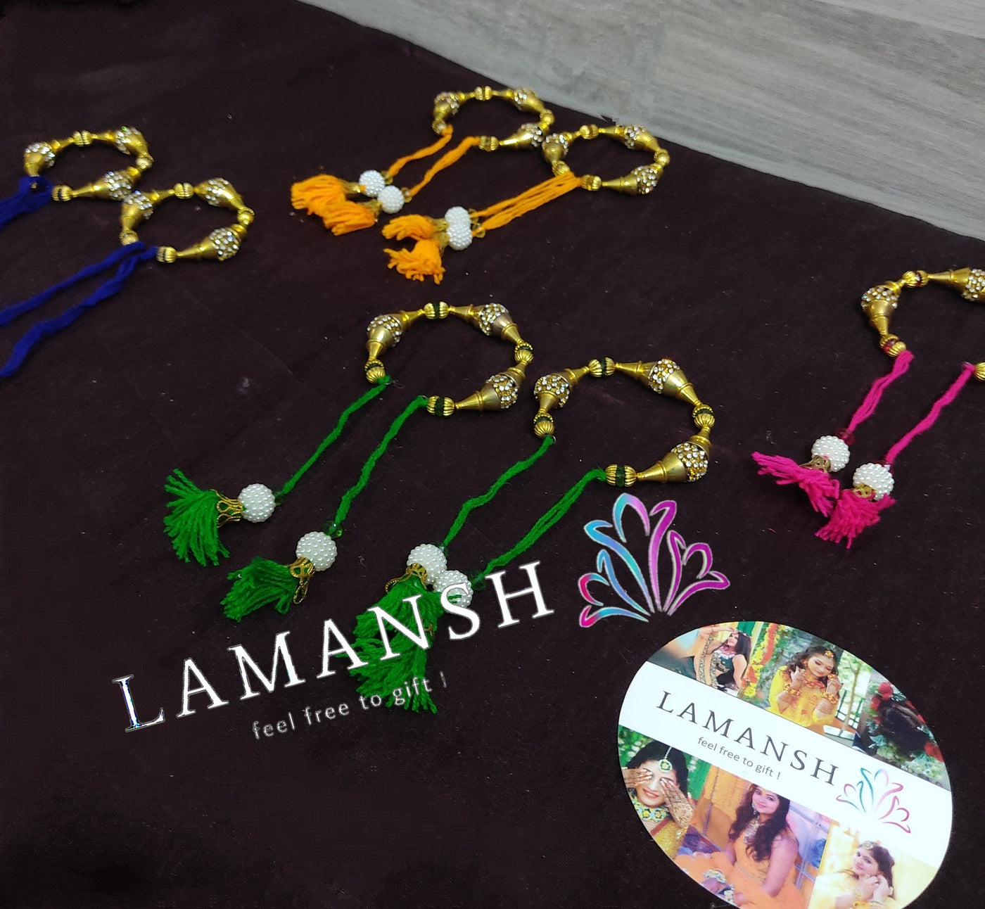 LAMANSH Bracelets for giveaways Assorted colors / Free Size / 25 pc LAMANSH® Pack of 25 Sangeet Mehndi Indian Wedding Crystal Bracelets Assorted colours Mehendi / Punjabi Wedding Mehndi Favors Gifts