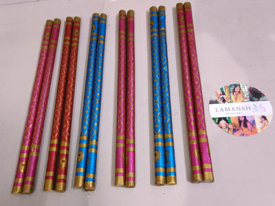 LAMANSH dandiya Wholesale Pack of 100 Pairs PVC Coated Wooden Dandiya Sticks ( 15 inches length) for Dance - Navratri Festval Multi Color Garba Sticks /  Dandiya Sticks💃🥢For Garba