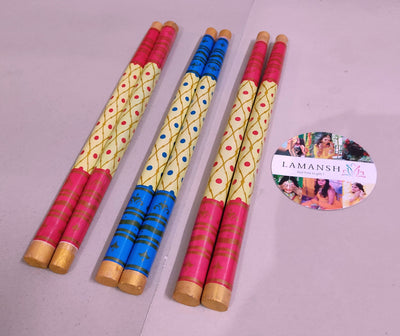 LAMANSH dandiya Wholesale Pack of 100 Pairs Thick Quality PVC Coated Vip Wooden Sankheda Dandiya Sticks ( 15 inches length) for Dance - Navratri Festval Multi Color Garba Sticks /  Dandiya Sticks💃🥢For Garba