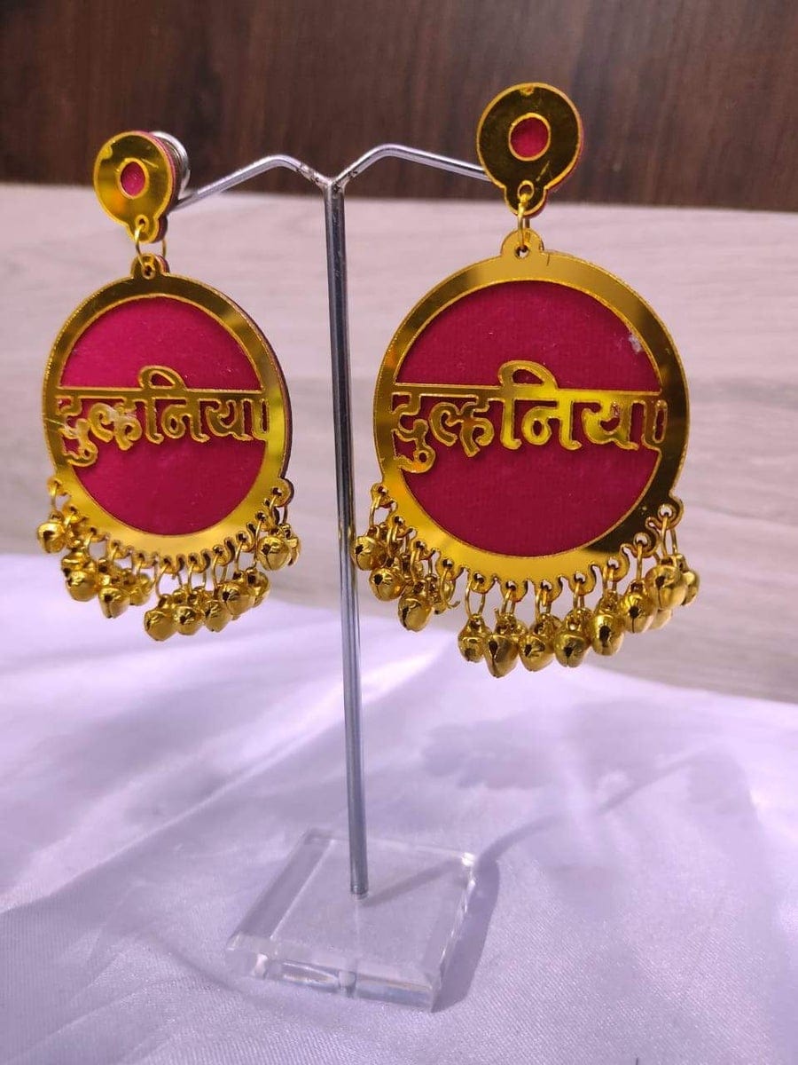 LAMANSH Floral 🌺 Giveaways Assorted Colour ( Any random color will come ) / 1 Pair Bride side Earrings LAMANSH® (Pack of 1 pair) Bridal Earrings ( Dulhan )