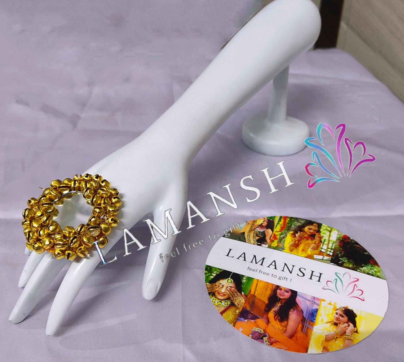 LAMANSH Floral 🌺 Giveaways Gold / 1 Ghungroo Ring LAMANSH Ghungroo & Mirror Work Floral Gota Ring for Bride 💛