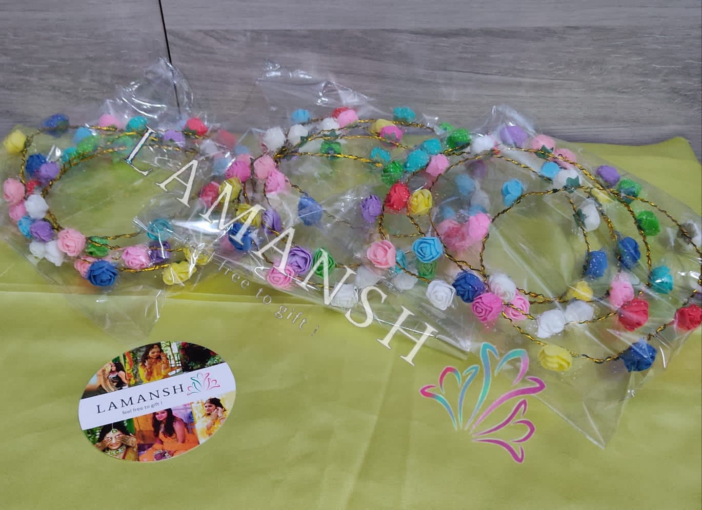 LAMANSH Floral 🌺 Giveaways Multi colour / 15 Floral Tiara LAMANSH® ( Pack of 15) Floral Tiara Crown Set for Giveaways /Haldi & Mehendi Favors for Bridesmaid