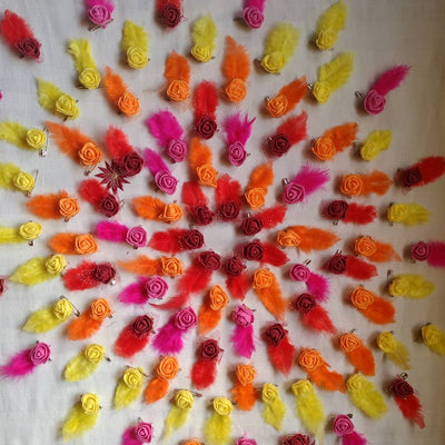 LAMANSH Floral 🌺 Giveaways Multicolor / Set of 20 Broaches LAMANSH® (Set of 20) Artificial Feather Flower Brooches Broaches  / Bridesmaid Giveaways Set