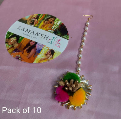LAMANSH Floral 🌺 Giveaways Pink-Green-Yellow / Set of 10 Maangtika's LAMANSH® Artificial Flower Maangtika's ( Set of 10)