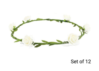 LAMANSH Floral 🌺 Giveaways White Green / 12 Floral Tiara LAMANSH® Floral Tiara Crown Set for Giveaways /Haldi & Mehendi Favors for Bridesmaid ( Set of 12 ) Floral🌺set