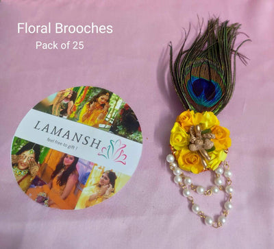 LAMANSH Floral 🌺 Giveaways Yellow / Set of 25 Broaches LAMANSH® Artificial Flower Brooches Broaches  / Bridesmaid Giveaways ( Set of 25 ) set