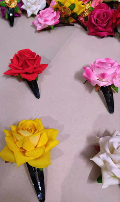Lamansh Flower Hair Accessory LAMANSH® Flower Rose Hair Pins in assorted colors / Floral 🌺 Hair Accessory for Women & Girls / Bridal Makeup Accessory For Wedding / Favors for bridesmaids