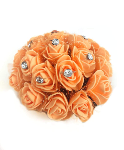 Lamansh Flower Hair Bun Orange / Artificial flowers / Haldi ,Wedding,Engagement,Ladies Sangeet Lamansh™ Gorgeous Look Floral 🌺 Hair Bun Juda for Women & Girls / Bridal Makeup Bun / For Wedding / Flower 🌺 Bun set