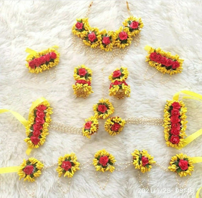 Baby Shower yellow Red  Flower Jewellery set 