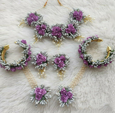 Flower Jewellery With Bracelet Attached with ring set 