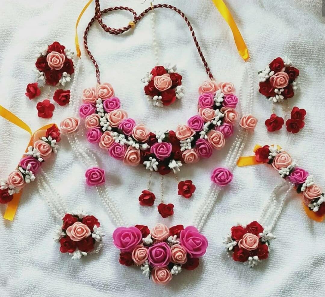 LAMANSH® Floral 🌺 Jewellery Set for Haldi Rasam Mehendi Flower Jewelry set