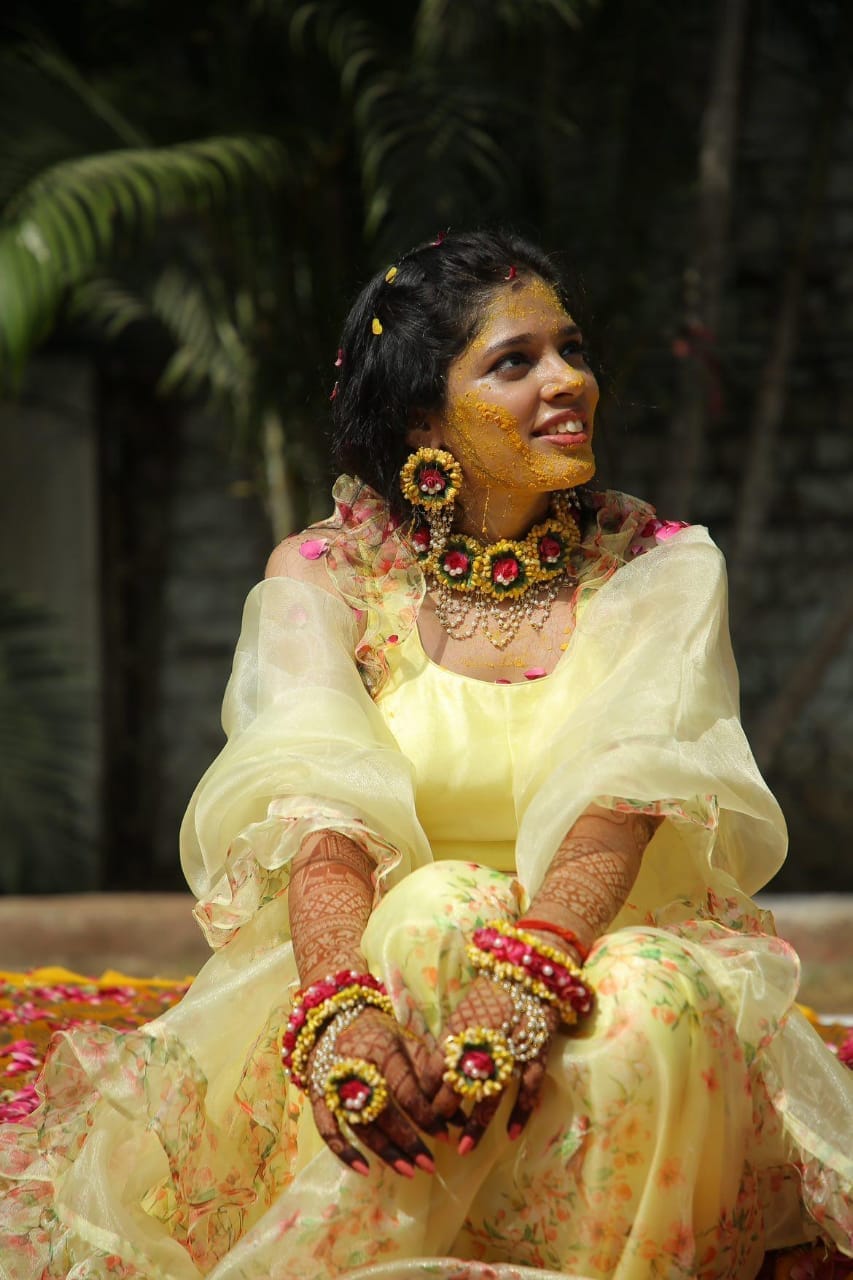 LAMANSH® Handmade Flower Jewellery Set For Women Girls Haldi