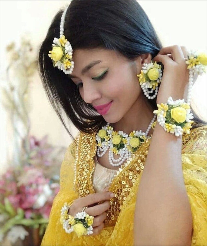 Haldi Jewellery Designs Floral Jewellery Set Online LAMANSH