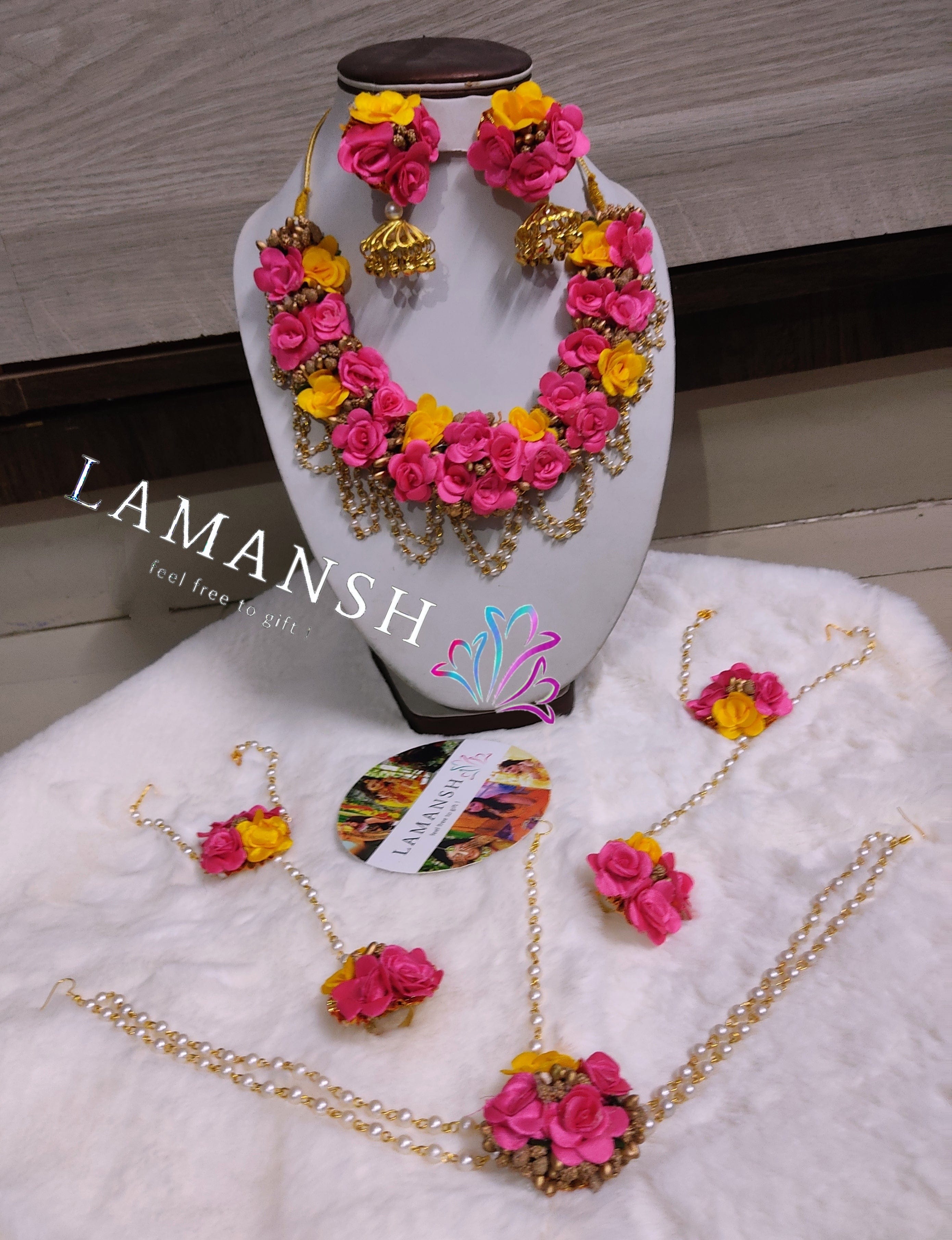 Bridal Jewelry Artificial Flower Jewellery Set LAMANSH® Bridal