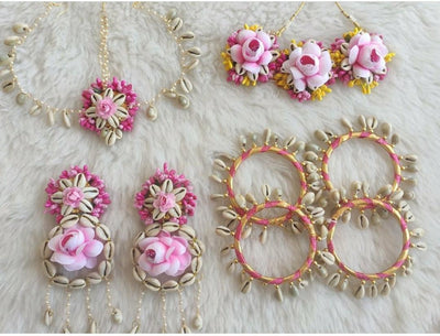 LAMANSH Flower Jewellery Pink-White / Standard / Shells 🐚 Style Lamansh® Floral Jewellery Set 🌺🌻🌹🌷 / Haldi Set