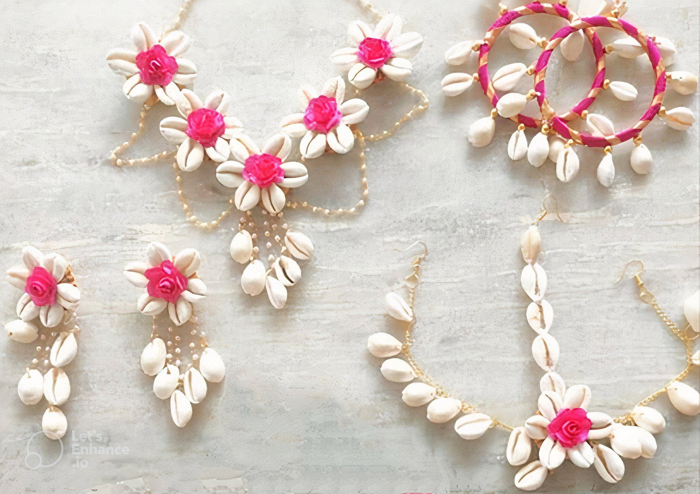 LAMANSH Flower Jewellery Pink-White / Standard / Shells 🐚 Style LAMANSH® Shell Floral Jewellery Set 🌺🌻🌹🌷 / Haldi Set