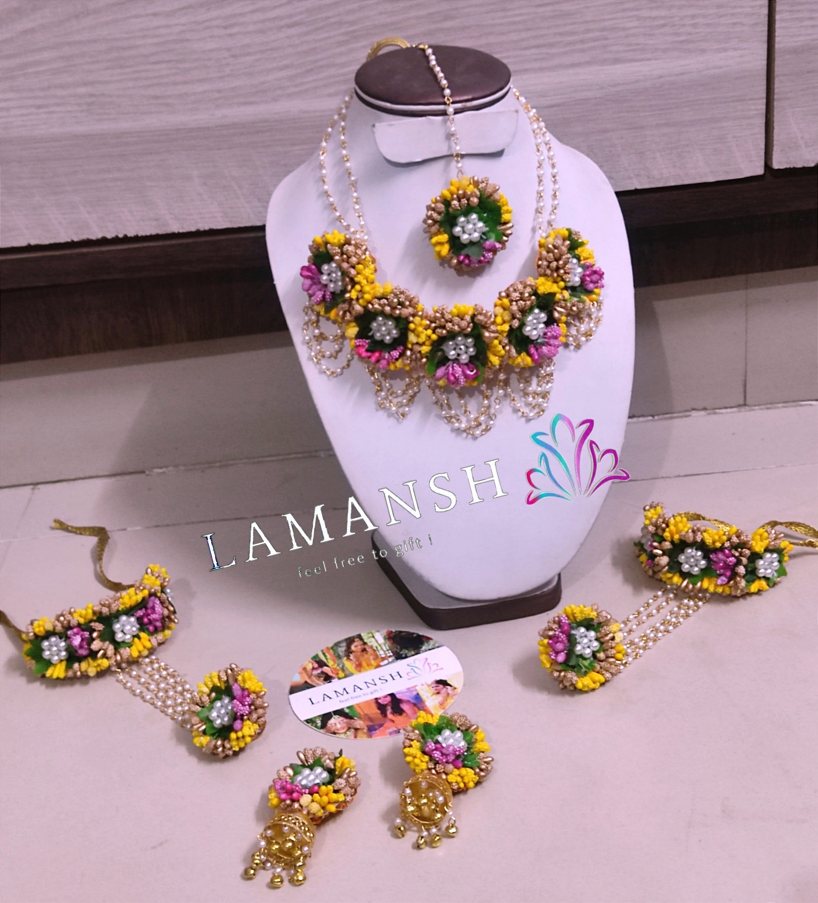 Artificial Flower Jewelry LAMANSH® Yellow Pink Golden Green