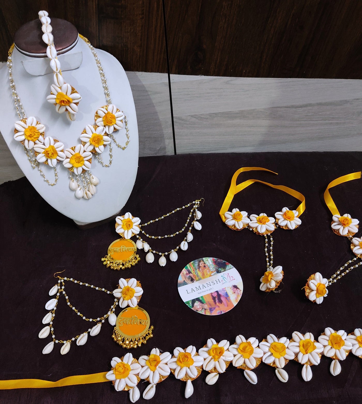 LAMANSH Flower Shell🐚 Jewellery White-Yellow / Standard / Shells 🐚 Style LAMANSH® Flower Jewellery Set With Shells Jewellery set Complete Bridal set