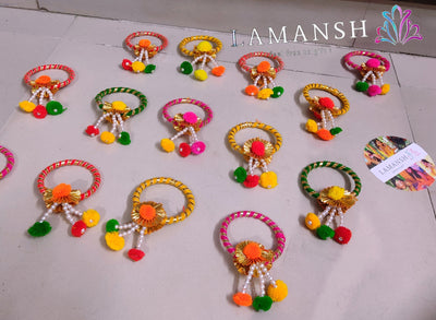 LAMANSH Gota chudi bangles Assorted Mix colors / 50 Gota Bangles LAMANSH® (Set of 50 pcs , Size : 2-6 ) Floral 🌸 Gota Bangles set for wedding Favors /Mehendi Favors for Bridesmaid
