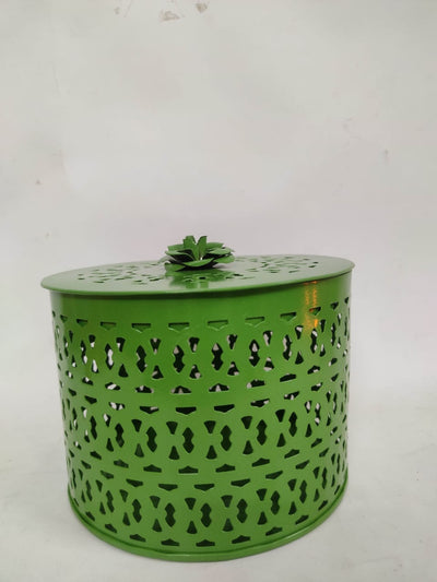 LAMANSH Green / Steel / 1 LAMANSH® Green Color Metal Bird cage Tea Light Holder with Butter Pot tealight Glass for Home Décor