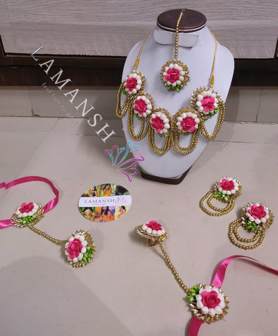 Lamansh latest mogra Jewellery LAMANSH® Artificial Gota Patti Flower 🌺 Mogra Jewellery set for Haldi Mehendi ceremomy