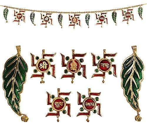 LAMANSH Multicolor / Metal / 3.5ft. LAMANSH®(pack of 5) Metal Decorative Ethnic Bandarwal Toran Door Hangings / Swastik Hanging Toran