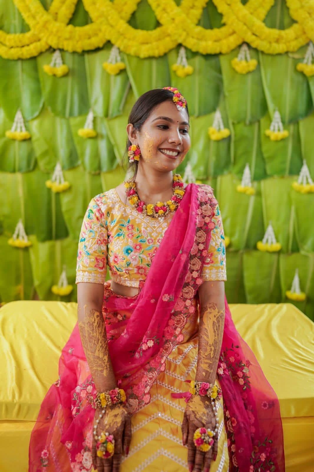 Bride Pink Haldi Dress Haldi Functions Designer Marriage Saree Wedding