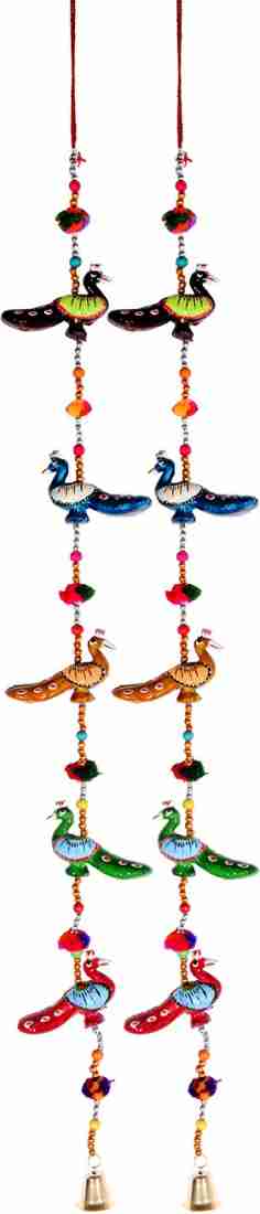 Lamansh Peacock Toran Multicolor / Standard / Peacock Lamansh® Pack of 2 Rajasthani Handicraft Peacock Wall/Door Hanging toran/showpiece/Figurine Metal Tapestry Artificial Beads for Home Décor