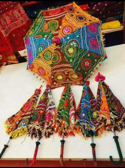 LAMANSH rajasthani umbrella Multicolor / Cotton / 5 LAMANSH® Pack of 5 Umbrella Diwali decoration Umbrella Mehndi Decor Umbrella Party decor
