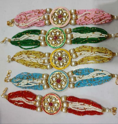 LAMANSH rakhi Assorted colors / Pack of 20 LAMANSH® Pack of 20 Designer Rakhi | Pearl Beaded Kundan Bracelet / Stone Rakhi's for 2022 Rakshabandhan Giveaways