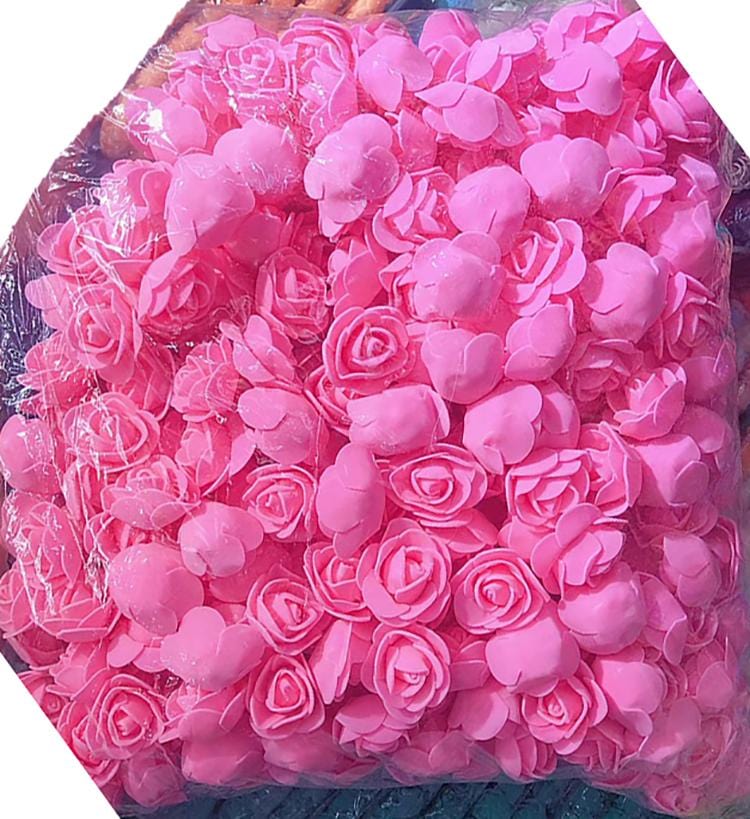 Lamansh Raw materials for Flower jewellery Dark Pink / 1 Packet ( 450 Flowers ) Big Dark Pink foam Flowers Pack of (450) Artificial foam Flowers with net / Raw materials for Flower jewellery & other products / Pack of 450 flowers