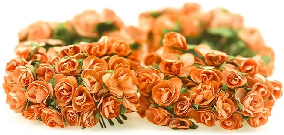 Lamansh Raw materials for Flower jewellery Orange / 1 Packet ( 144 Flowers ) Orange paper Flowers Pack of (144) Artificial paper Flowers / Raw materials for Flower jewellery & other products / Pack of 144 flowers