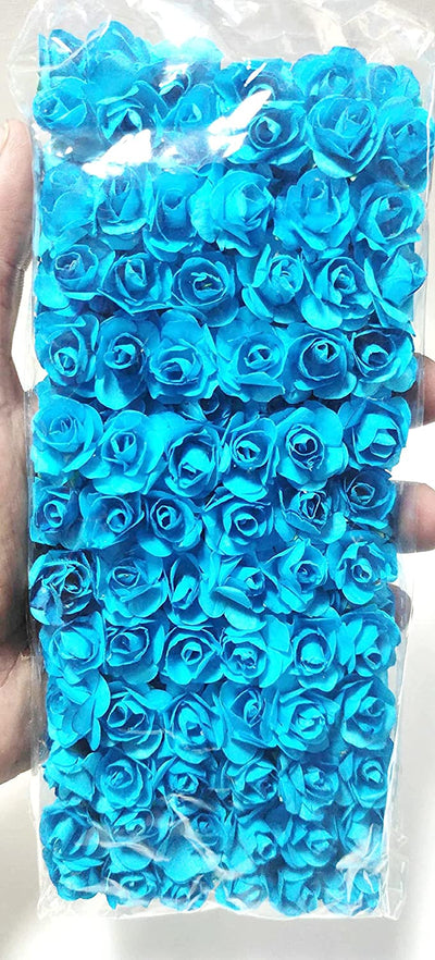 Lamansh Raw materials for Flower jewellery Skyblue / 1 Packet ( 144 Flowers ) Sky blue paper Flowers Pack of (144) Artificial paper Flowers / Raw materials for Flower jewellery & other products / Pack of 144 flowers