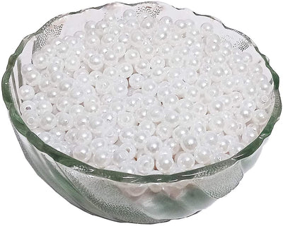 Lamansh Raw materials for Flower jewellery White / 1 Packet of 500 Grams 500 Grams Packet of Round Shape White Pearl/Moti Beads for Jewellery and Decoration ( 6 mm)