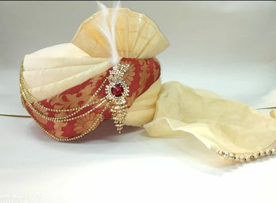 LAMANSH safa pagdi Pack of 1 LAMANSH Pack of 1 Designer Groom Readymade Safa Pagdi For wedding / Wedding Turban with Brooch